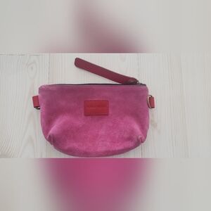 Parker Thatch Little Buddy Pink Suede Red Leather Pouch Bag